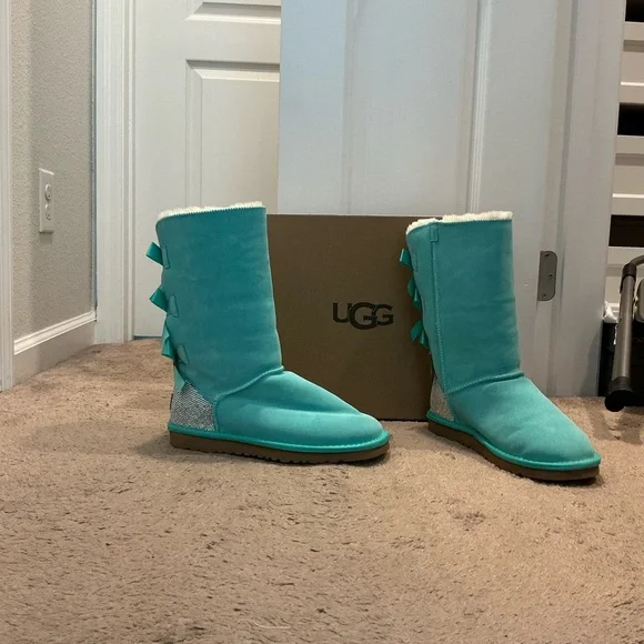 Aqua Uggs Teal Ugg Boots UGG Shoes Ugg Blinged Out Aqua Boots With